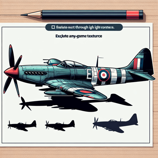 a fighter plane.
Single Game Texture. In-Game asset. 2d. Blank background. High contrast. No shadows.