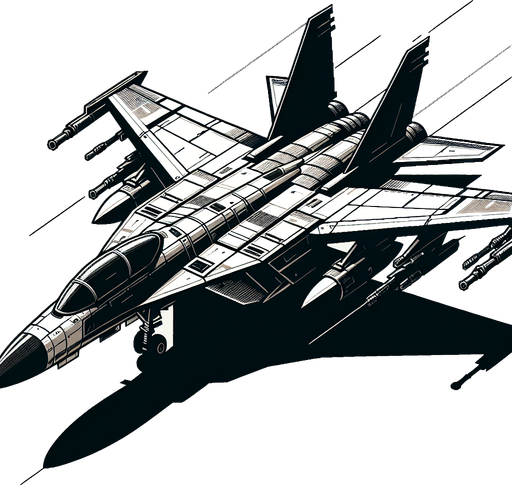 a fighter plane.
Single Game Texture. In-Game asset. 2d. Blank background. High contrast. No shadows.