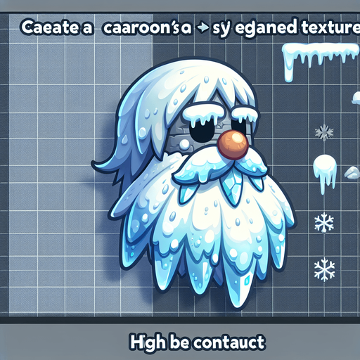 Froozen beard, cartoon, sideview Single Game Texture. In-Game asset. 2d. Blank background. High contrast. No shadows.