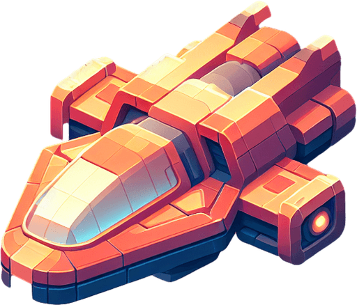 space ship looks friendly.
Single Game Texture. In-Game asset. 2d. Blank background. High contrast. No shadows.