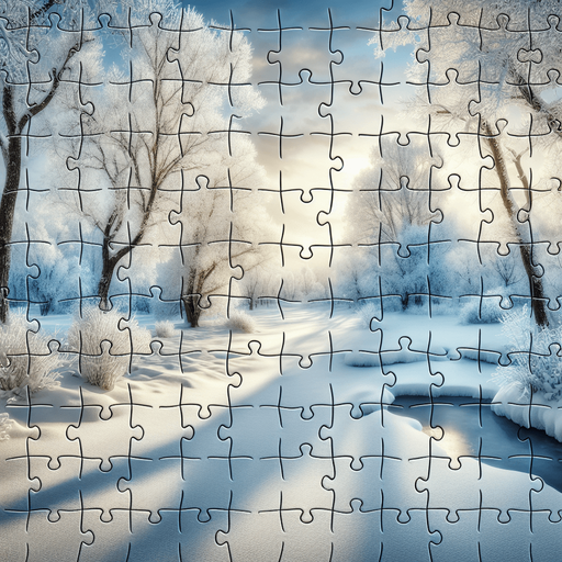 Photorealistic winter landscape 12 piece of jingsaw shapes puzzle