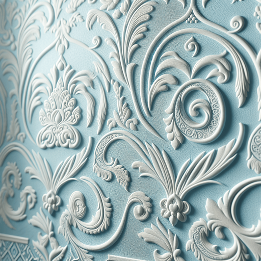 Pastel blue wallpaper.