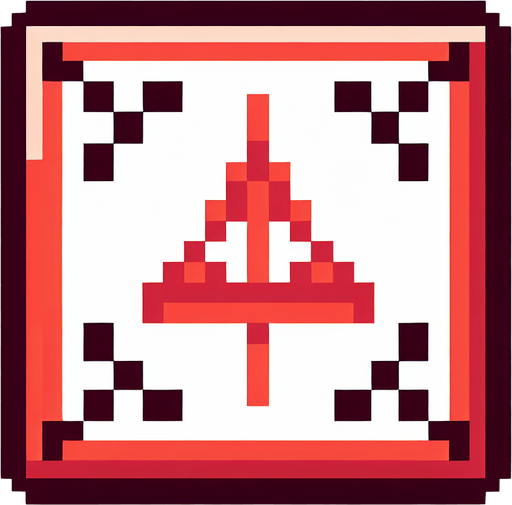 square light red rune tile with a triangle arrow pointing right. pixelated. 8-bit.
Single Game Texture. In-Game asset. 2d. Blank background. High contrast. No shadows.