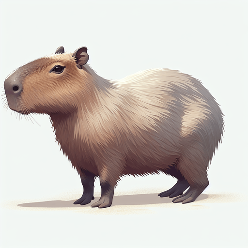 Capybara.
Single Game Texture.  In-Game asset.  2d.  Blank background.  High contrast.  No shadows