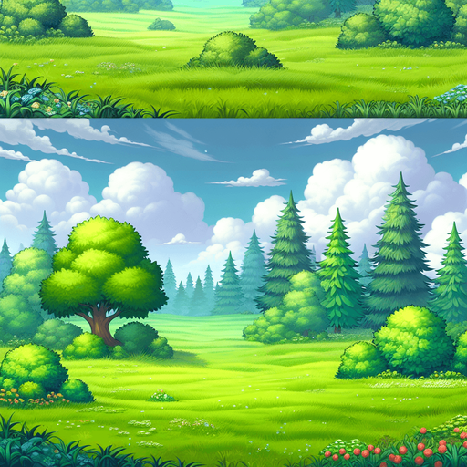 Green field.
Single Game Texture.  In-Game asset.  2d.  Blank background.  High contrast.  No shadows
