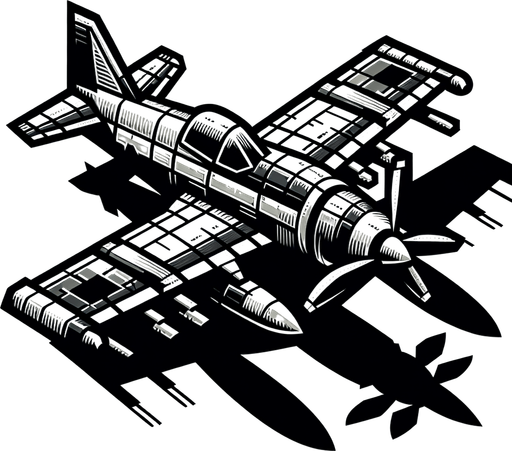 a fighter plane.
Single Game Texture. In-Game asset. 2d. Blank background. High contrast. No shadows.