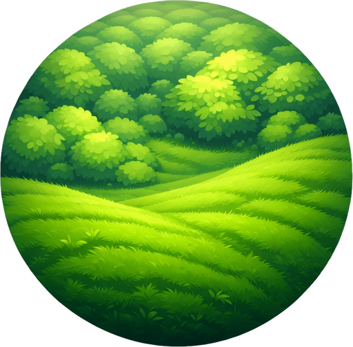 Green field.
Single Game Texture.  In-Game asset.  2d.  Blank background.  High contrast.  No shadows