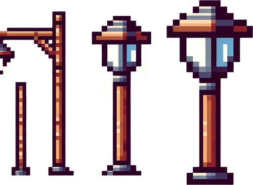 lateral view of a wooden mordern street lamp post...
video game sprite