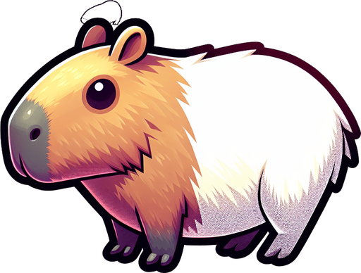 Capybara.
Single Game Texture.  In-Game asset.  2d.  Blank background.  High contrast.  No shadows