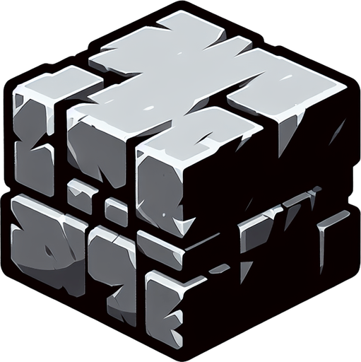 A block of stone.
Single Game Texture. In-Game asset. 2d. Blank background. High contrast. No shadows.