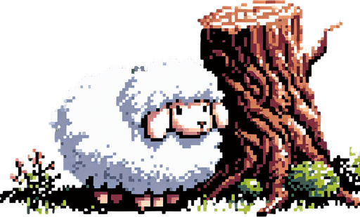 A retro pixel art Forest theme, 16 bit, hobbit themed games of a white fluffy sheep. No ground or other objects. Seen from the side Single Game Texture. In-Game asset. 2d. Blank background. High contrast. No shadows..
Single Game Texture. In-Game asset. 2d. Blank background. High contrast. No shadows.