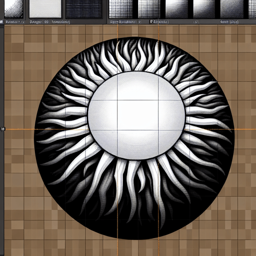 sun.
Single Game Texture. In-Game asset. 2d. Blank background. High contrast. No shadows.