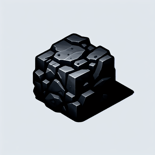 Coal (black).
Single Game Texture. In-Game asset. 2d. Blank background. High contrast. No shadows.