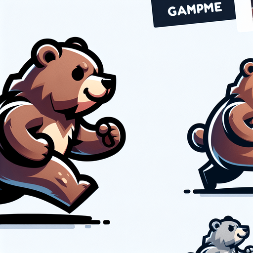 Cartoon style cute grizzly bear running.
Single Game Texture. In-Game asset. 2d. Blank background. High contrast. No shadows.