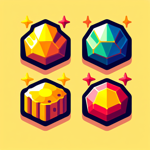 Four ore elements.
Single Game Texture. In-Game asset. 2d. Blank background. High contrast. No shadows.