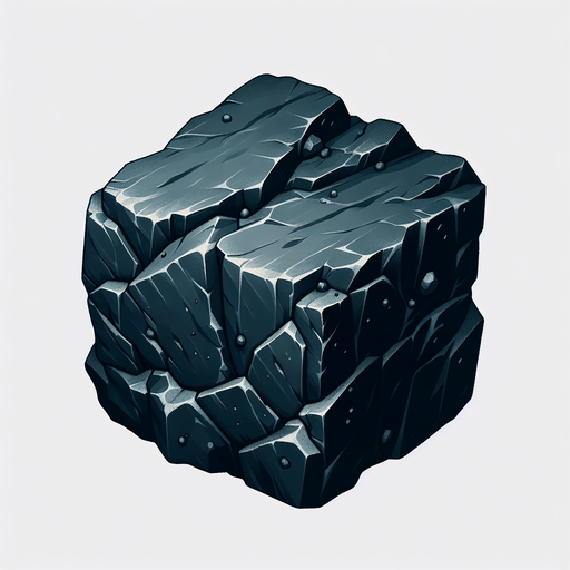 Coal (black).
Single Game Texture. In-Game asset. 2d. Blank background. High contrast. No shadows.