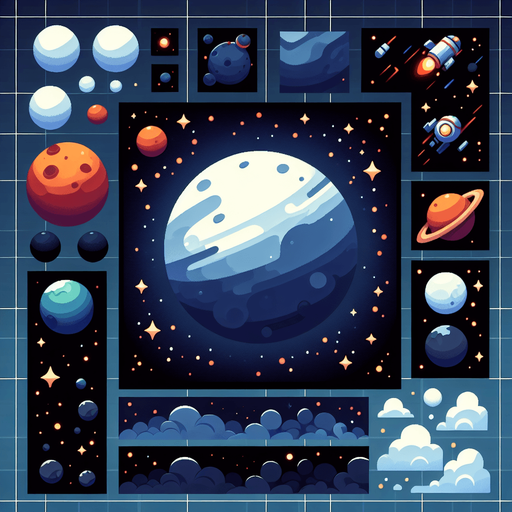 Space.
Single Game Texture. In-Game asset. 2d. Blank background. High contrast. No shadows.