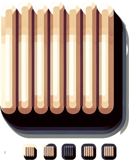 Make a dessert 'daktyla' icon. It's a dessert that it's like sticks. Their colour is beige.
Single Game Texture. In-Game asset. 2d. Blank background. High contrast. No shadows.