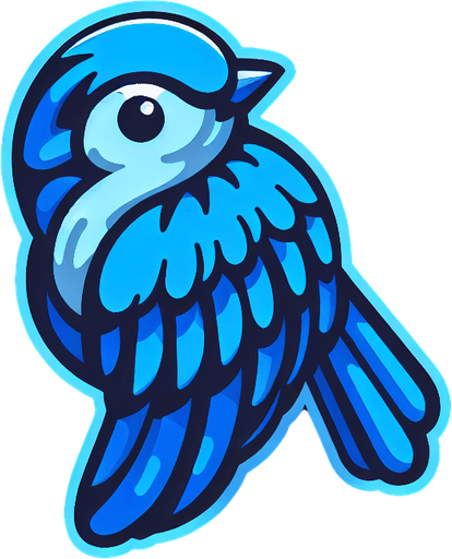 Blue bird without background.
Single Game Texture. In-Game asset. 2d. Blank background. High contrast. No shadows.