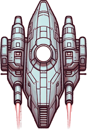 space ship looks friendly.
Single Game Texture. In-Game asset. 2d. Blank background. High contrast. No shadows.