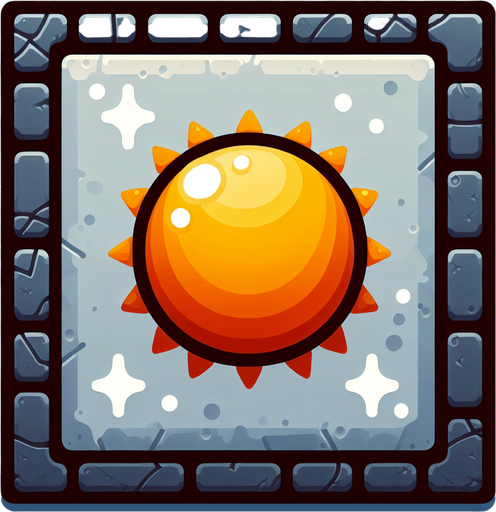 sun.
Single Game Texture. In-Game asset. 2d. Blank background. High contrast. No shadows.