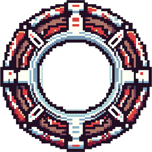 pixel art of a circular border in a scifi style.
Single Game Texture. In-Game asset. 2d. Blank background. High contrast. No shadows.