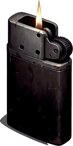 a simple dirty, dark and eerie lighter.
Single Game Texture. In-Game asset. 2d. Blank background. High contrast. No shadows.