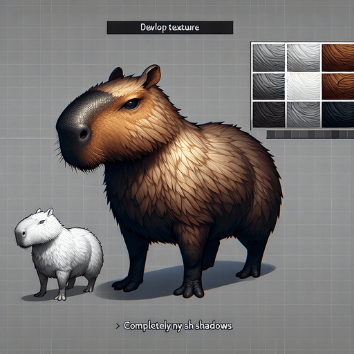 Capybara.
Single Game Texture.  In-Game asset.  2d.  Blank background.  High contrast.  No shadows