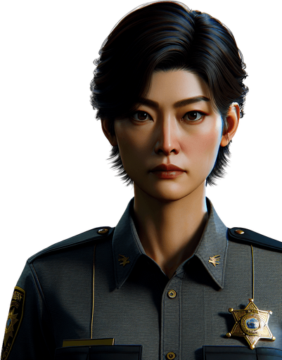 Police sheriff.
Single Game Texture.  In-Game asset.  2d.  Blank background.  High contrast.  No shadows