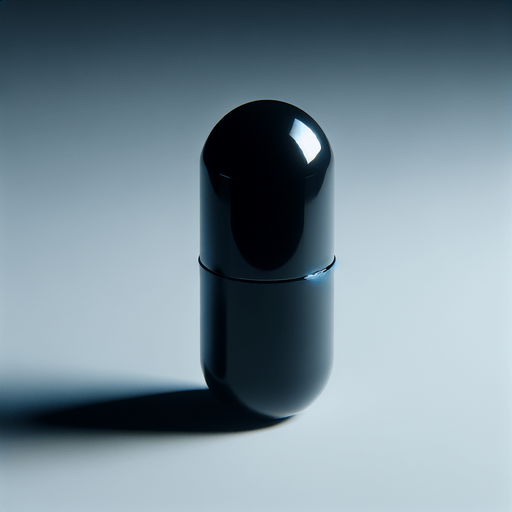 black capsule. Game asset. 3d clipart. Blank background. High contrast. No shadows..