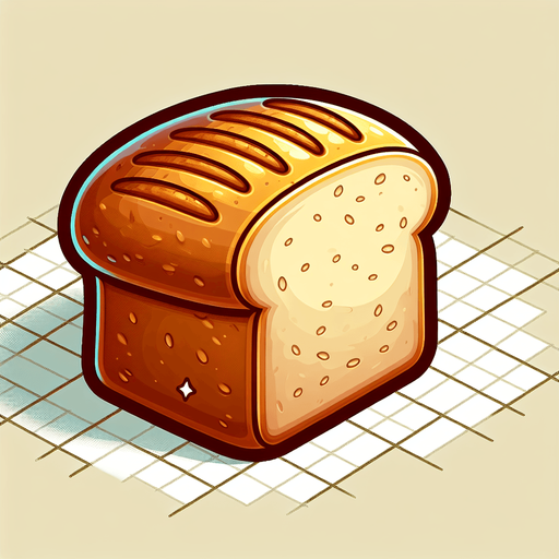 Piece of bread.
Single Game Texture. In-Game asset. 2d. Blank background. High contrast. No shadows.