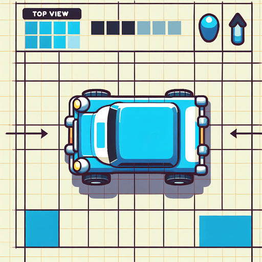 car top view design like in children's cartoons image color blue.
Single Game Texture. In-Game asset. 2d. Blank background. High contrast. No shadows.