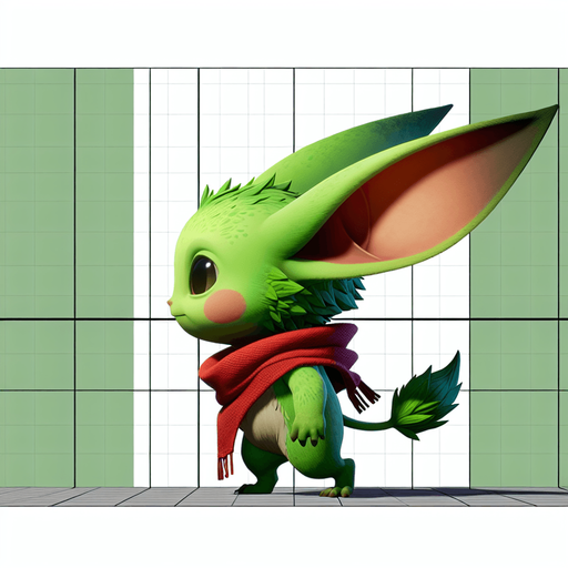 Profile view of a mischievous little green grinch with a red scarf, big ears but no tail. Walking in the right direction. no background . no floor. In-Game asset. 2d. Blank background. High contrast. No shadows.
