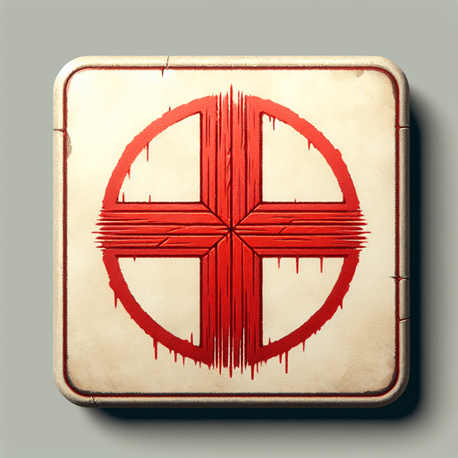 Big red X, written in wax, square button on Parchment
Single Game Texture.  In-Game asset.  2d.  Blank background.  High contrast.  No shadows