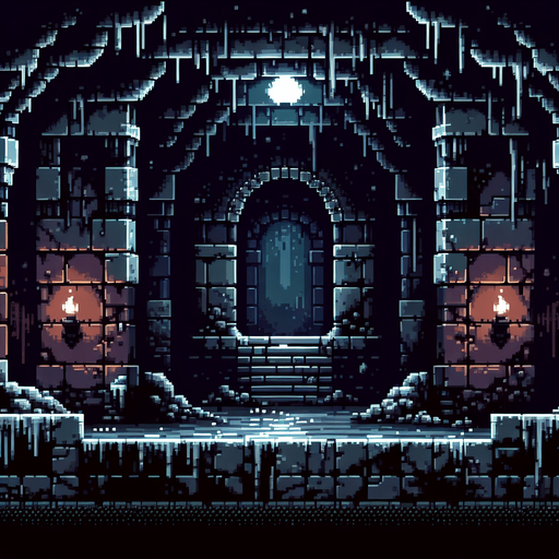 Dark and moody dungeon background. Infinite repeatable texture. 8 bit pixel art..
Single Game Texture.  In-Game asset.  2d.  Blank background.  High contrast.  No shadows