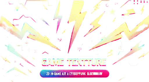 neon colored cyberpunk crazy electricity blasts.
Single Game Texture. In-Game asset. 2d. Blank background. High contrast. No shadows.