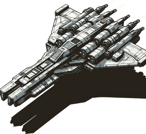 spaceship.
Single Game Texture. In-Game asset. 2d. Blank background. High contrast. No shadows.