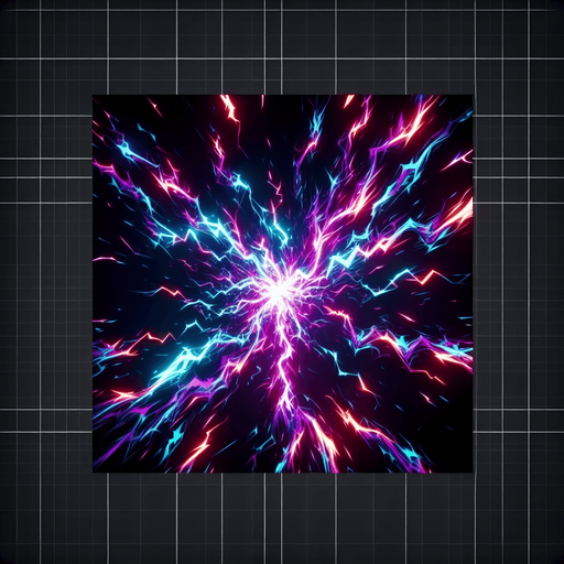 neon colored cyberpunk crazy electricity blasts.
Single Game Texture. In-Game asset. 2d. Blank background. High contrast. No shadows.