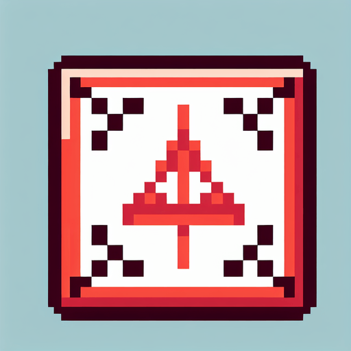square light red rune tile with a triangle arrow pointing right. pixelated. 8-bit.
Single Game Texture. In-Game asset. 2d. Blank background. High contrast. No shadows.
