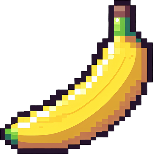 banana.
game asset. 2d. 8bit. no background. transparent background.