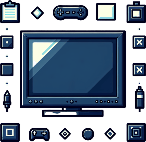 A tv screen.
Single Game Texture. In-Game asset. 2d. Blank background. High contrast. No shadows.