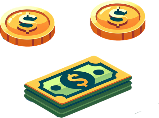 Money.
Single Game Texture.  In-Game asset.  2d.  Blank background.  High contrast.  No shadows