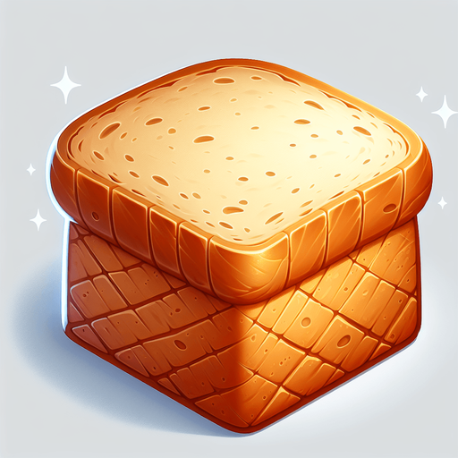 Piece of bread.
Single Game Texture. In-Game asset. 2d. Blank background. High contrast. No shadows.