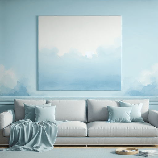 Pastel blue wallpaper.