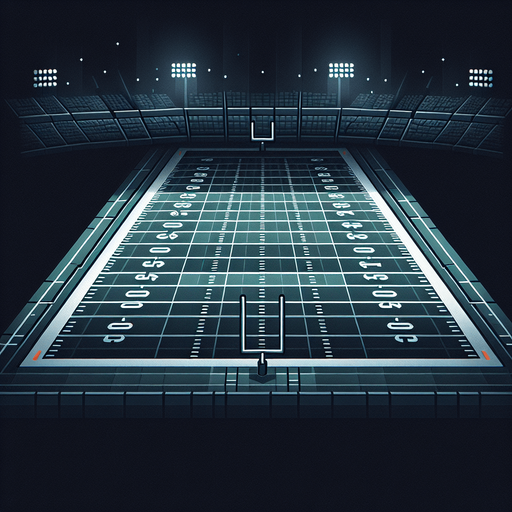 A football field background. Looking downfield. No numbers..
Single Game Texture. In-Game asset. 2d. Blank background. High contrast. No shadows.