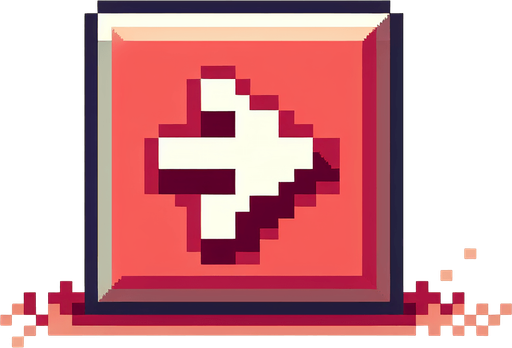 square light red rune tile with a triangle arrow pointing right. pixelated. 8-bit.
Single Game Texture. In-Game asset. 2d. Blank background. High contrast. No shadows.