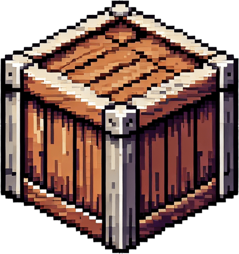 pixel art of a crate, side view . Single Game Texture. In-Game asset. 2d. Blank background. High contrast. No shadows.