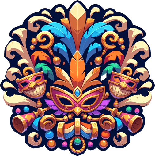 carnevale.
Single Game Texture. In-Game asset. 2d. Blank background. High contrast. No shadows.