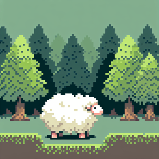 A retro pixel art Forest theme, 16 bit, hobbit themed games of a white fluffy sheep. No ground or other objects. Seen from the side Single Game Texture. In-Game asset. 2d. Blank background. High contrast. No shadows..
Single Game Texture. In-Game asset. 2d. Blank background. High contrast. No shadows.