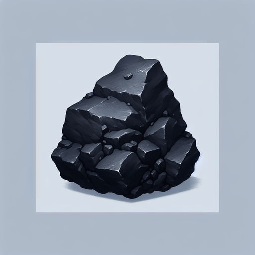 Coal (black).
Single Game Texture. In-Game asset. 2d. Blank background. High contrast. No shadows.